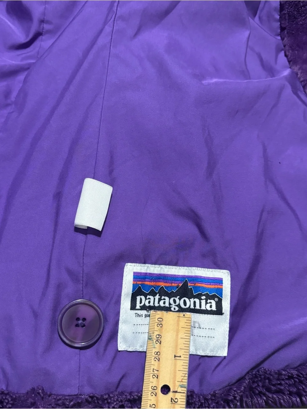 Patagonia Purple Pelage Faux Fur Button-Up Girl’s L (12) Fleece Coat
